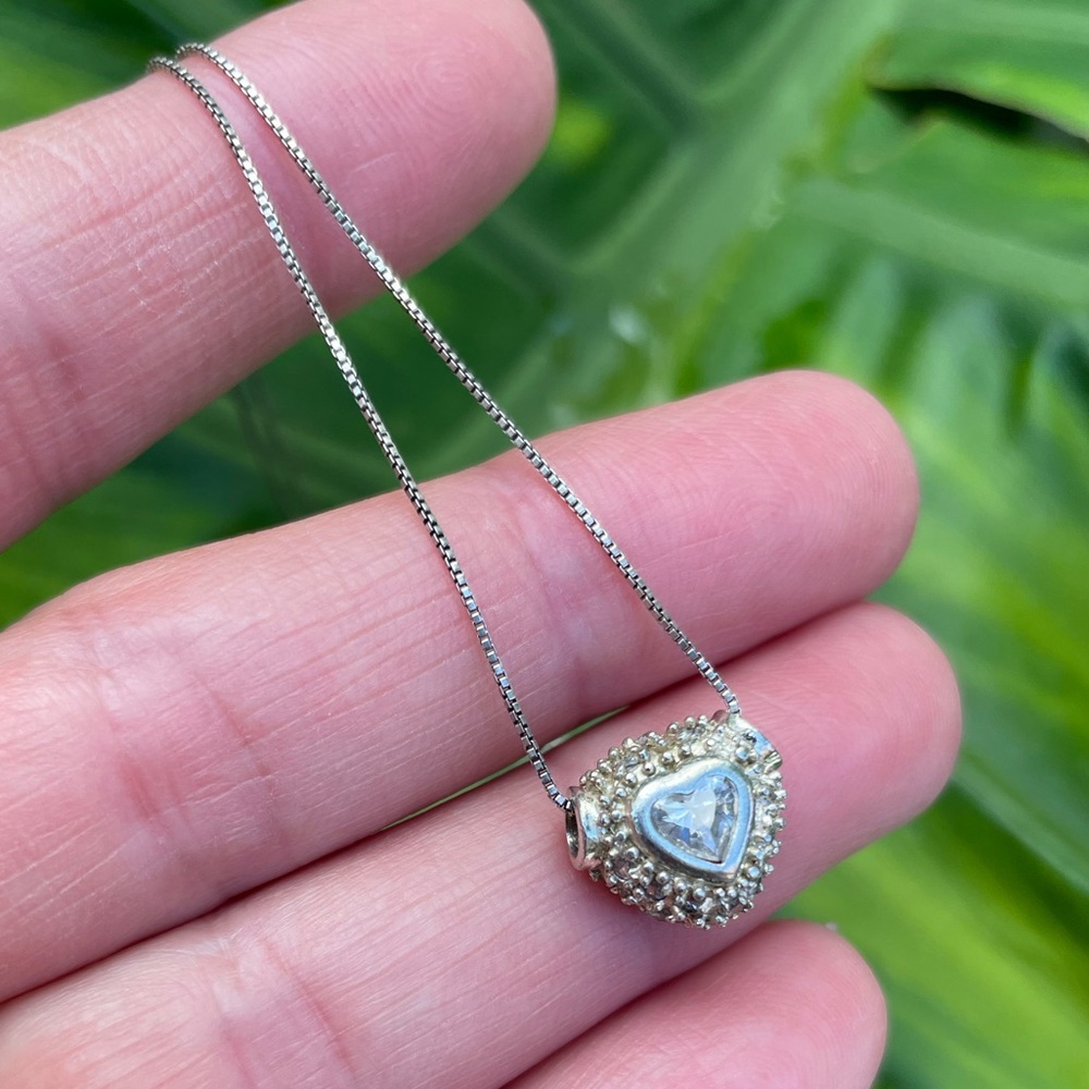 Sterling Silver Heart Pendant Necklace - Picture 3 of 6